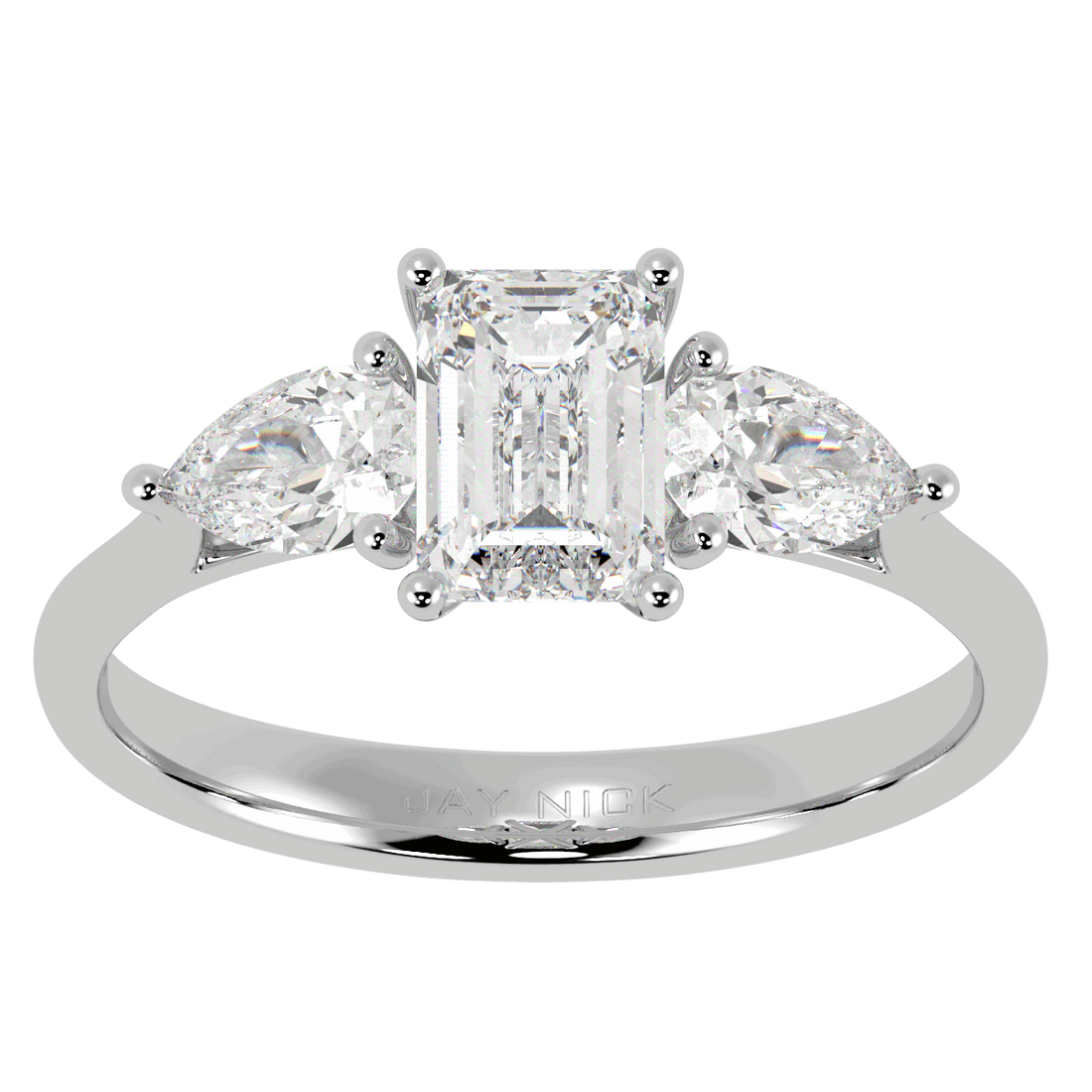 Emerald & Pear Three Stone Ring