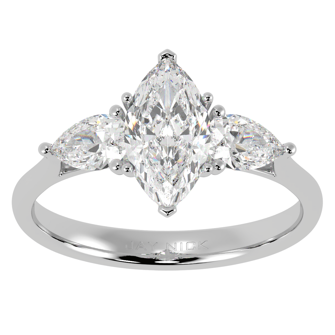 Marquise & Pear Three Stone Ring
