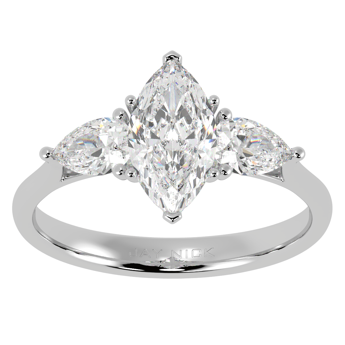 Marquise &amp; Pear Three Stone Ring