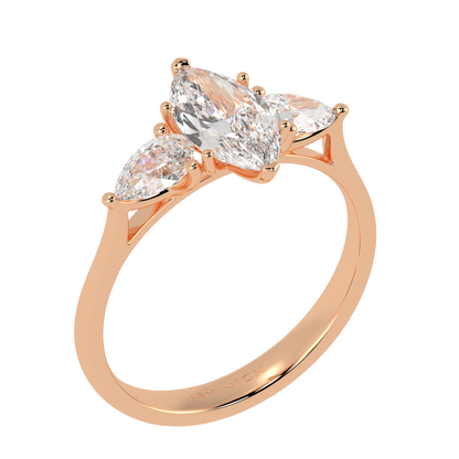 Marquise &amp; Pear Three Stone Ring