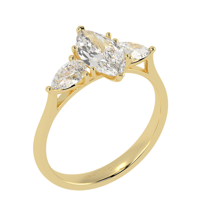 Marquise &amp; Pear Three Stone Ring