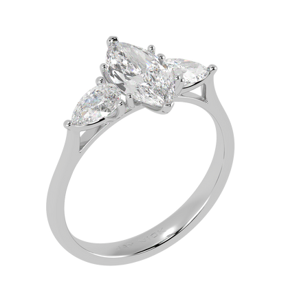Marquise &amp; Pear Three Stone Ring