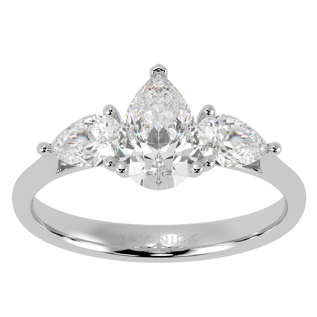 Pear Three Stone Ring