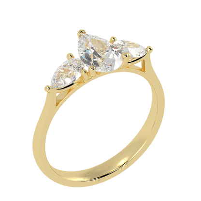 Pear Three Stone Ring