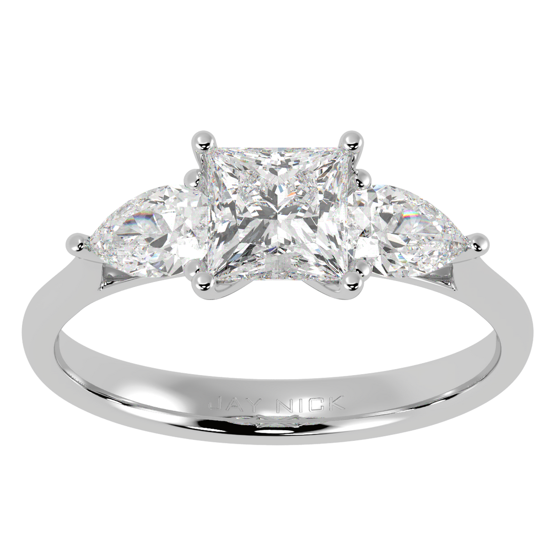 Princess & Pear Three Stone Ring