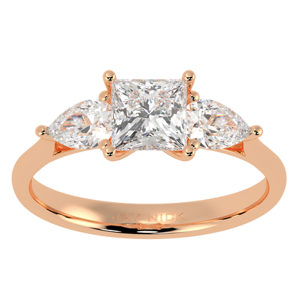 Princess &amp; Pear Three Stone Ring