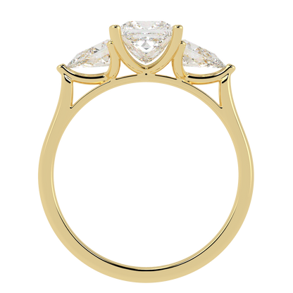 Princess &amp; Pear Three Stone Ring