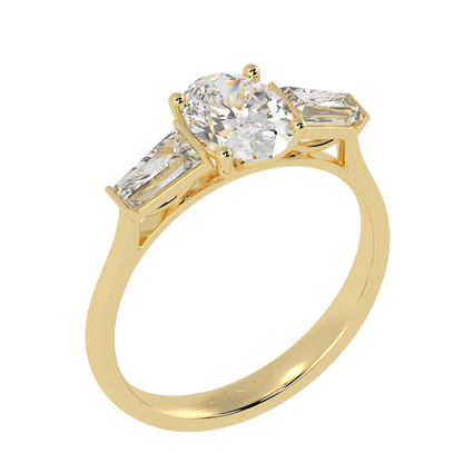 Oval &amp; Baguette Three Stone Ring