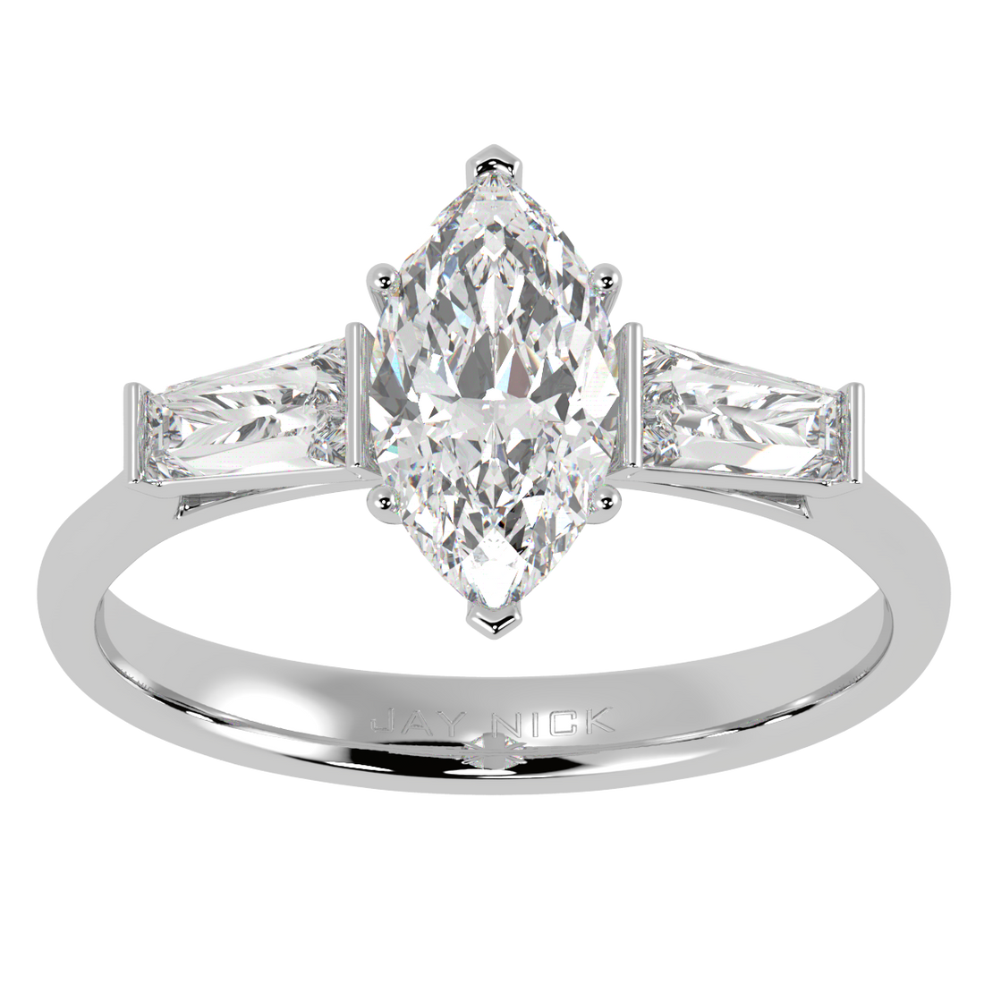 Marquise &amp; Baguette Three Stone Ring