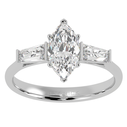 Marquise &amp; Baguette Three Stone Ring
