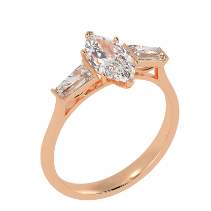 Marquise &amp; Baguette Three Stone Ring