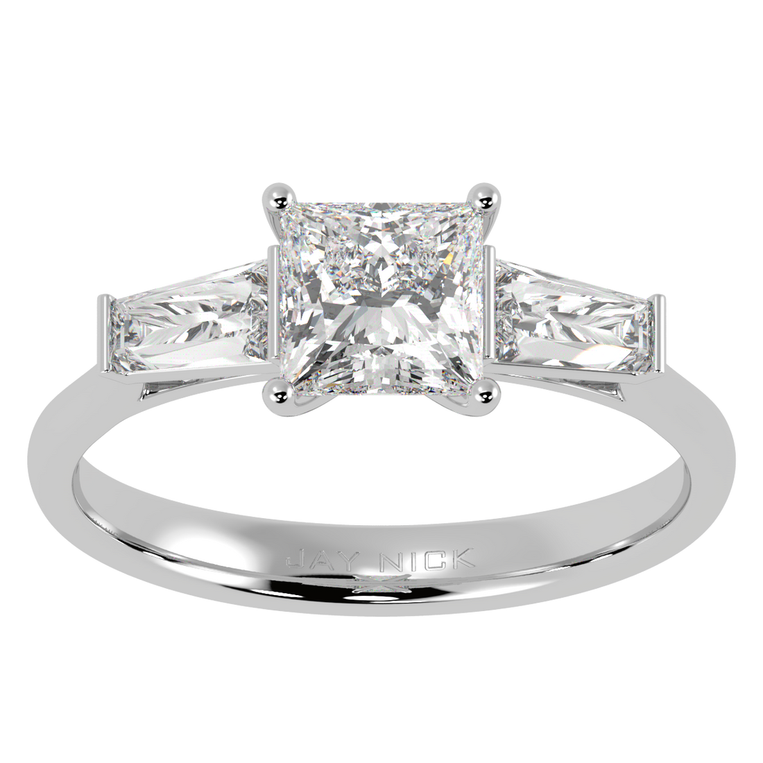 Princess & Baguette Three Stone Ring