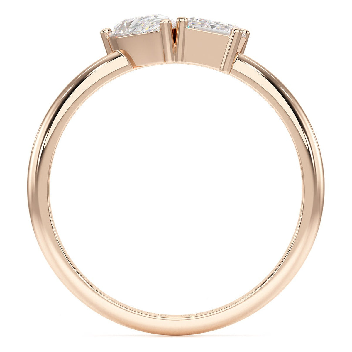 Pear &amp; Emerald Toi et Moi Ring in rose gold
