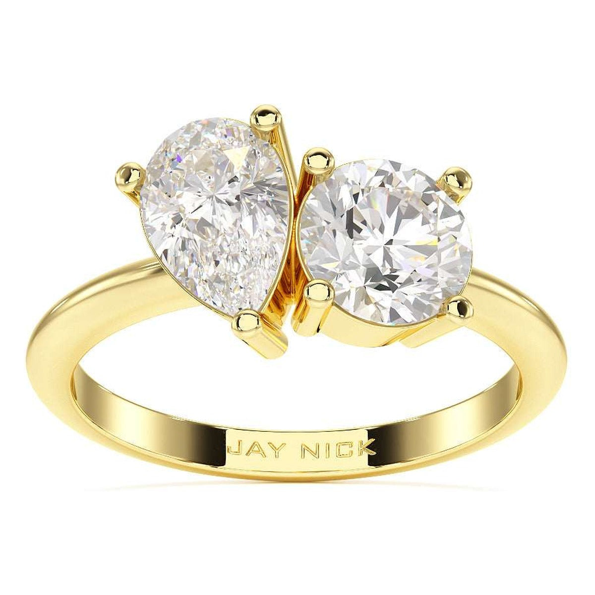 Pear &amp; Round Toi et Moi Ring in yellow gold