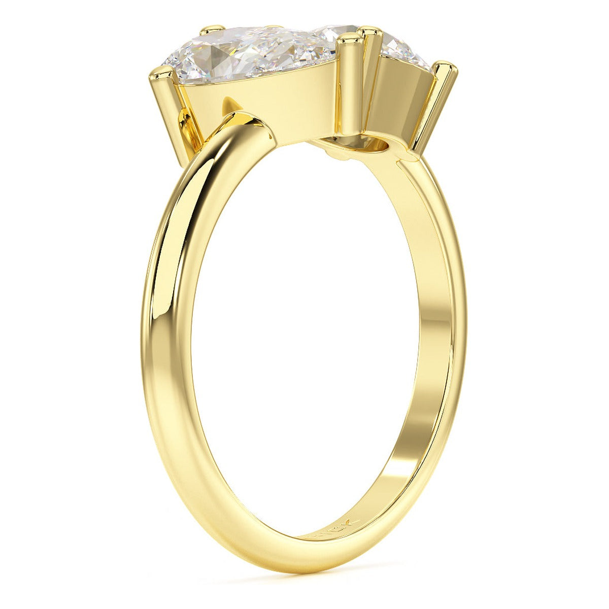 Pear &amp; Round Toi et Moi Ring in yellow gold