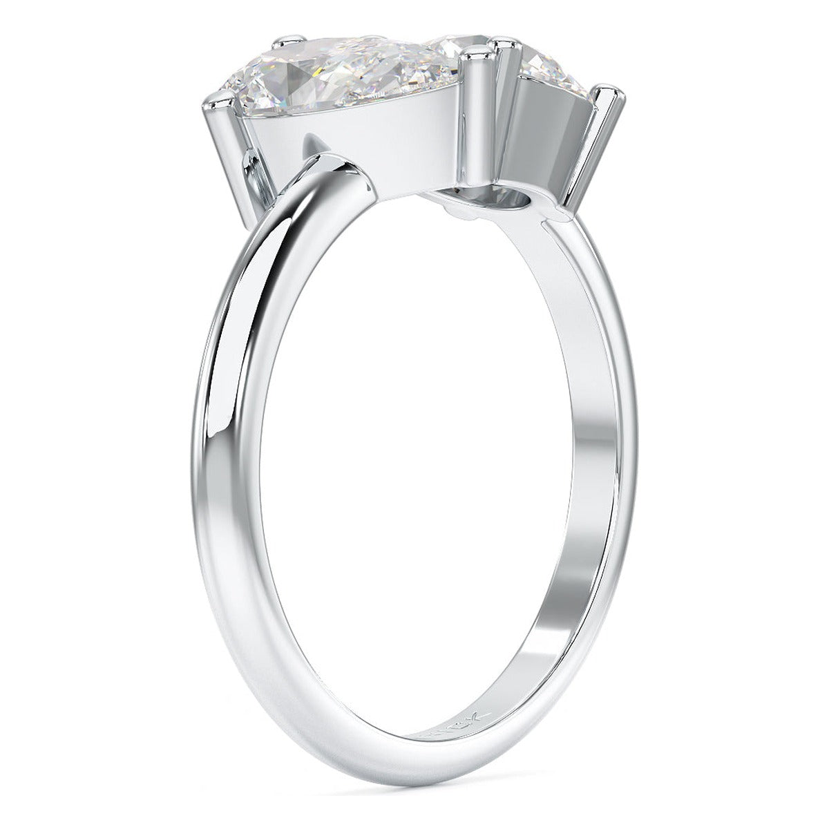 Pear &amp; Round Toi et Moi Ring in white gold or platinum