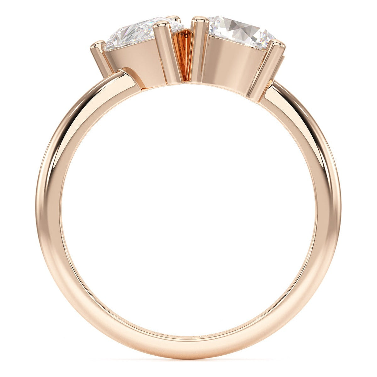Pear &amp; Round Toi et Moi Ring in rose gold