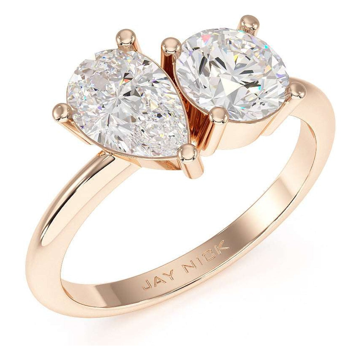 Pear &amp; Round Toi et Moi Ring in rose gold