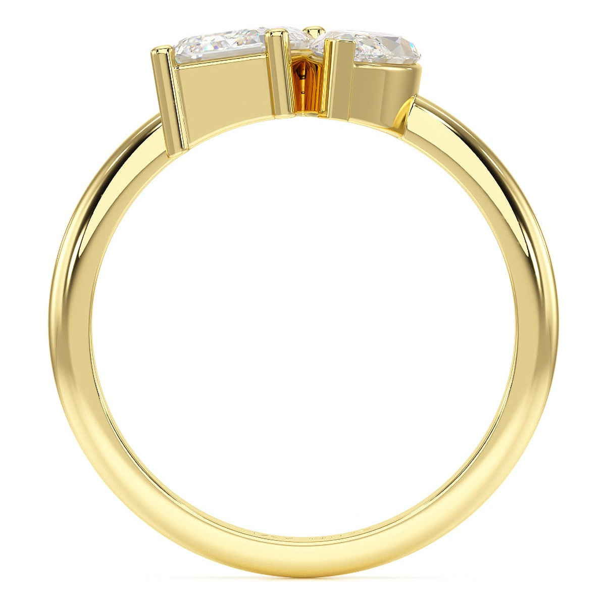 Emerald &amp; Marquise Toi et Moi Ring in yellow gold