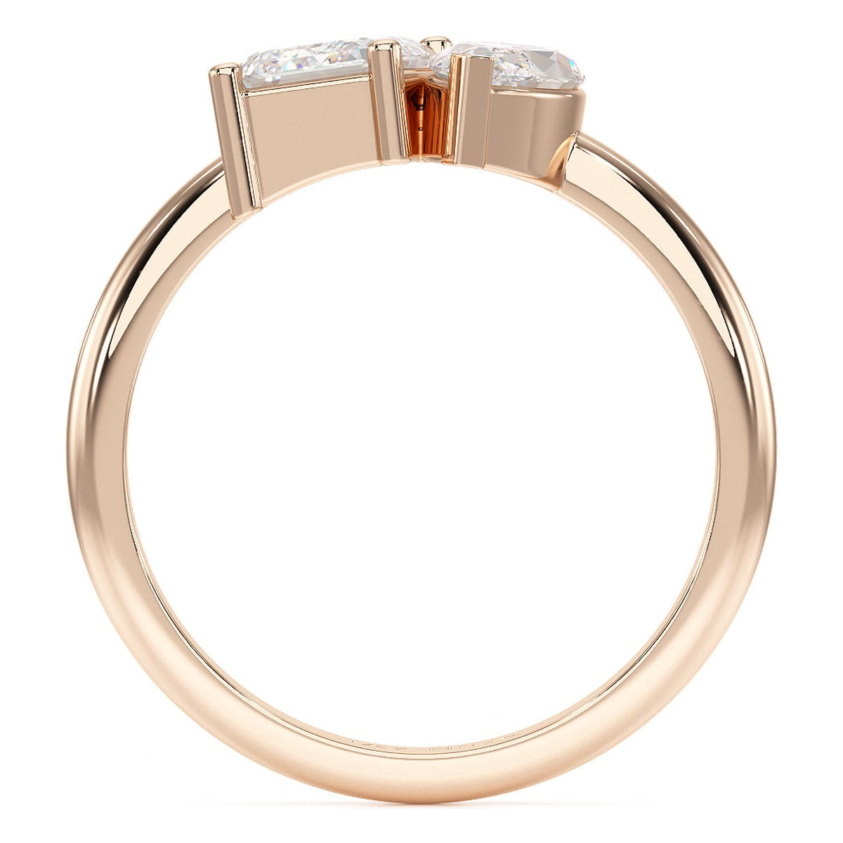Emerald &amp; Marquise Toi et Moi Ring in rose gold