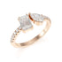 Emerald & Pear Studded Shoulder Toi Et Moi Ring