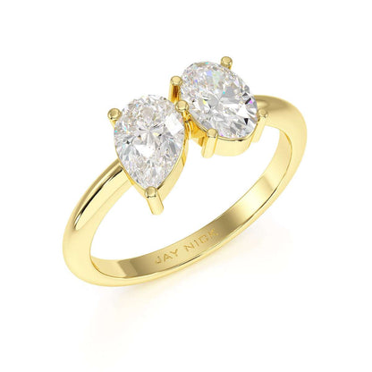 Inverted Pear &amp; Oval Toi Et Moi Ring