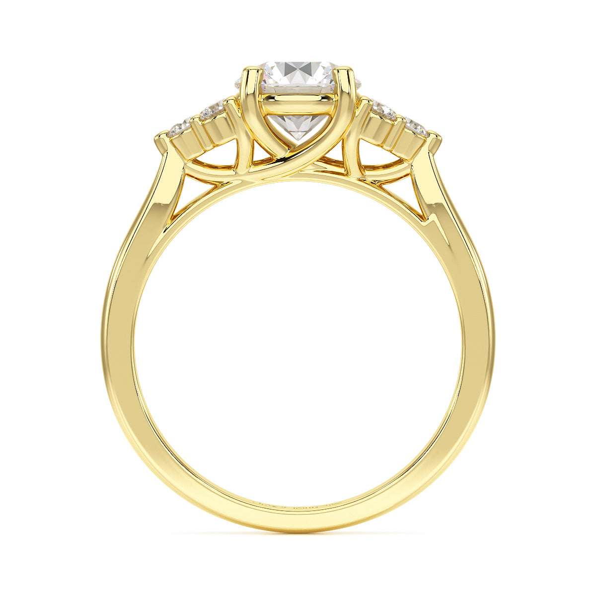 Round Cut Trefoil Engagement Ring in yellow gold