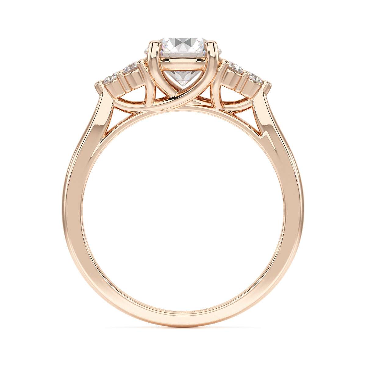 Round Cut Trefoil Engagement Ring in rose gold