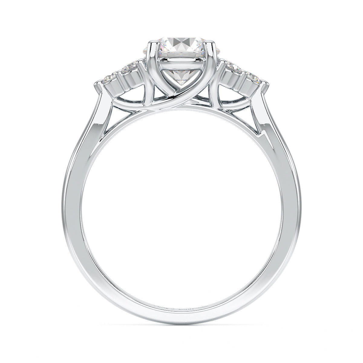 Round Cut Trefoil Engagement Ring in white gold or platinum