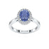 Oval Blue Sapphire Halo Ring