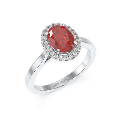 Oval Ruby Halo Ring