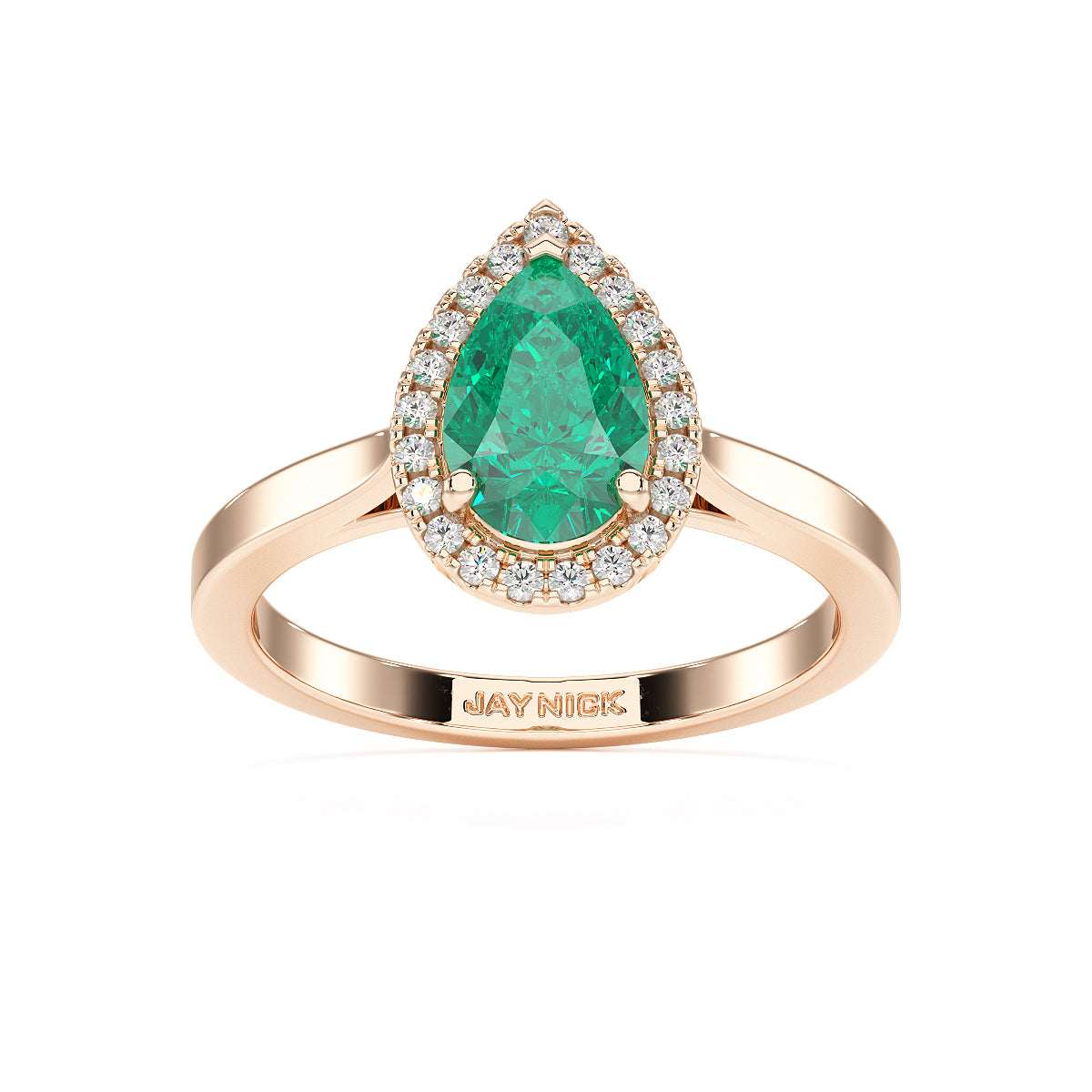 Pear Emerald Halo Ring