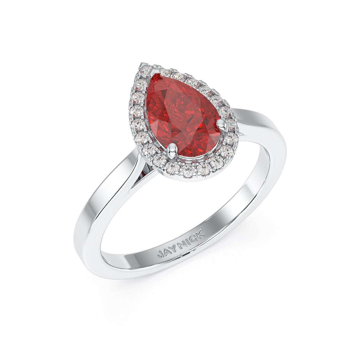 Pear Ruby Halo Ring