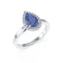 Pear Blue Sapphire Halo Ring in white gold or platinum