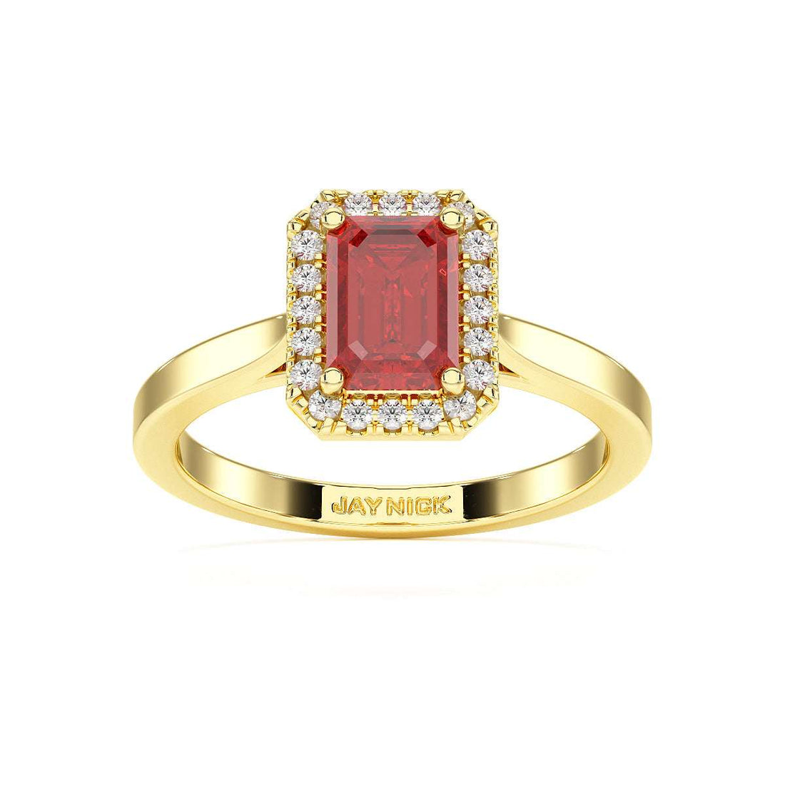 Rectangular Ruby Halo Ring