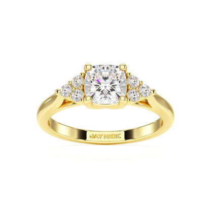 Cushion Trefoil Engagement Ring