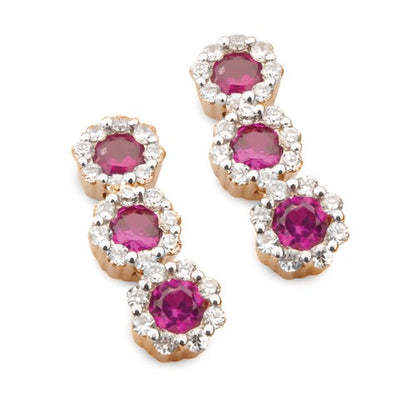 Ruby Halo Drop Earrings in rose gold