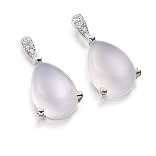 Moonstone & Diamond Drop Earrings