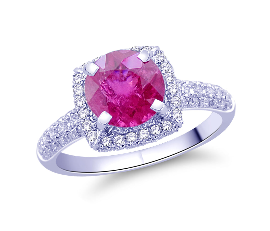 Ruby Squared Halo Ring