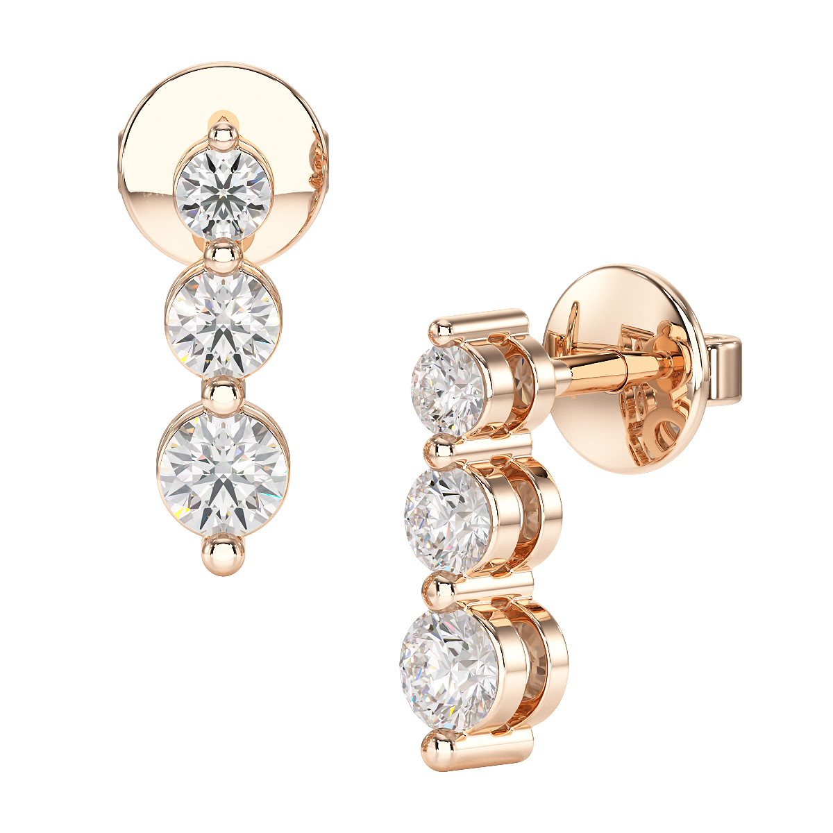 Shared Claw Graduated Earrings in rose gold