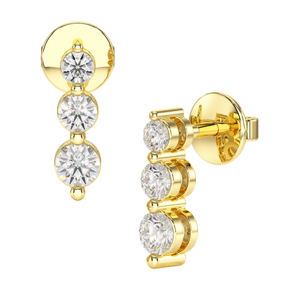 Shared Claw Graduated Earrings in yellow gold