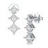 Shared Claw Princess Cut Graduated Earrings in white gold or platinum
