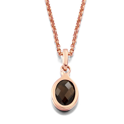 Smoky Quartz Bezel Pendant in rose gold