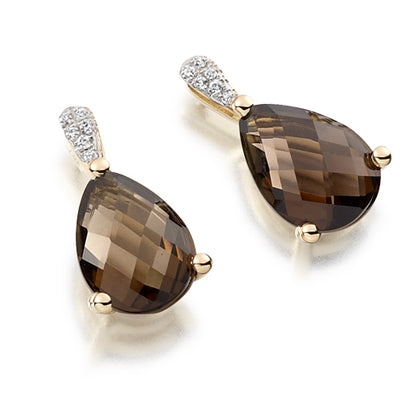 Smoky Quartz &amp; Diamond Drop Earrings. Featuring rich, earthy smoky quartz paired with delicate diamonds, these elegant drops bring depth and sparkle to any look.