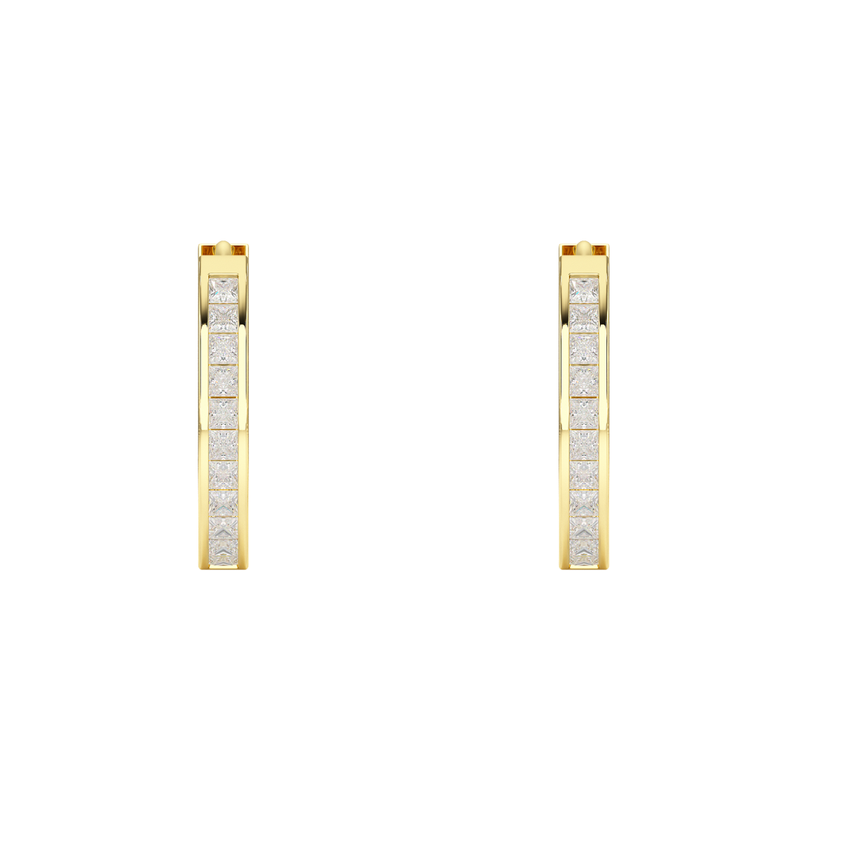Princess Cut Hoop Earrings