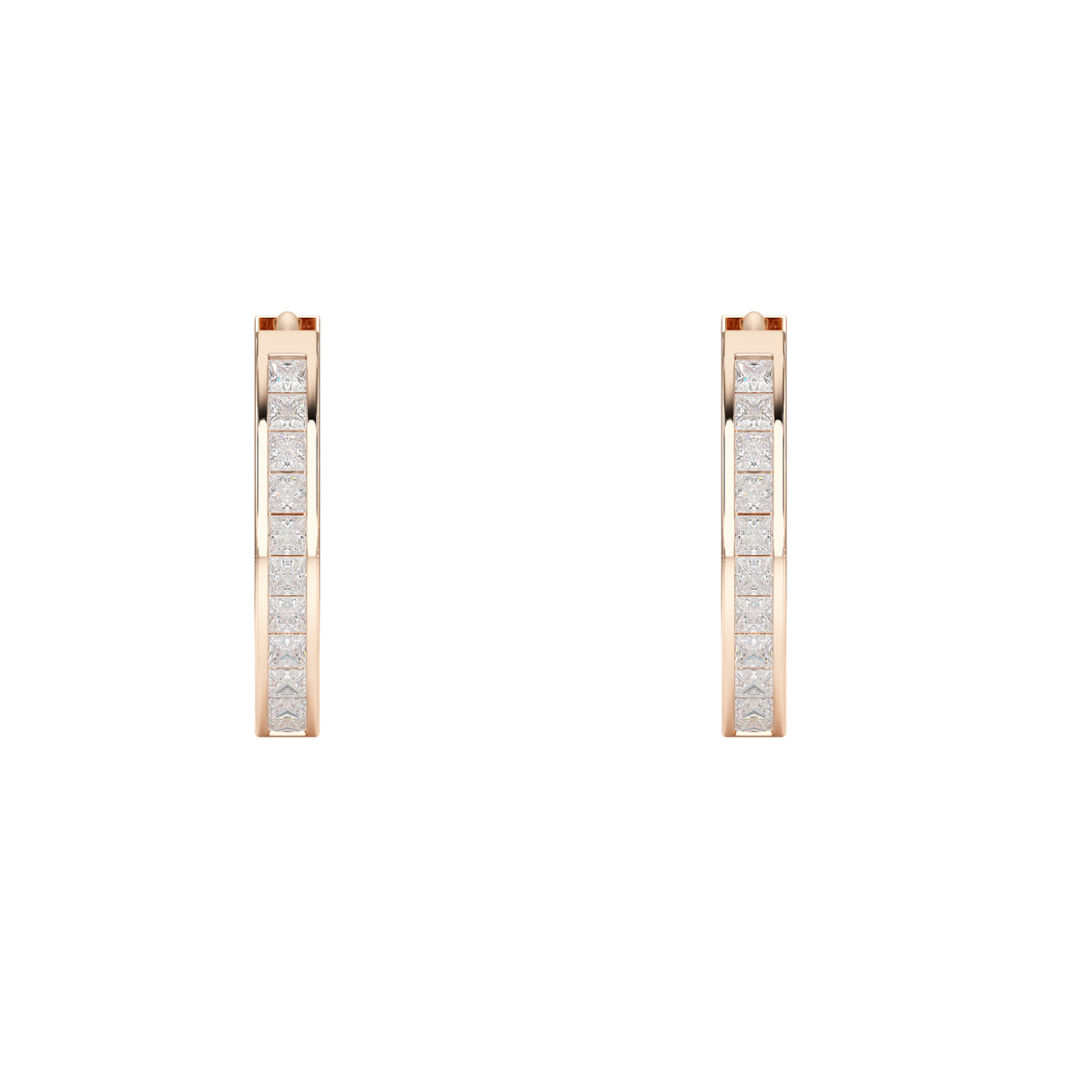 Princess Cut Hoop Earrings