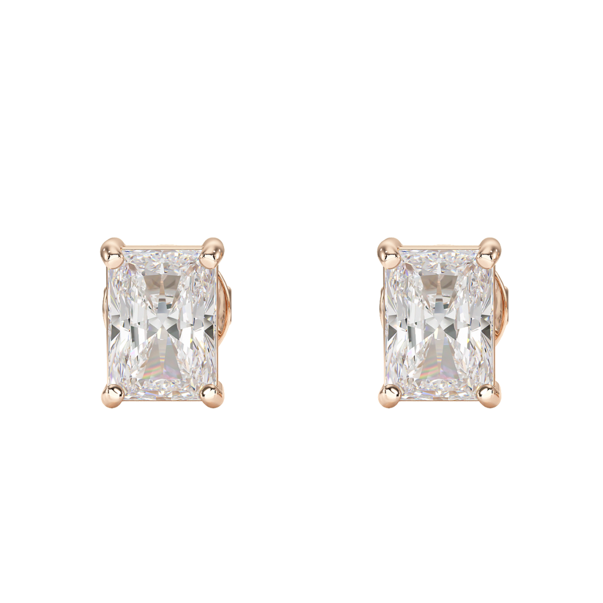 Radiant Cut Solitaire Stud Earrings