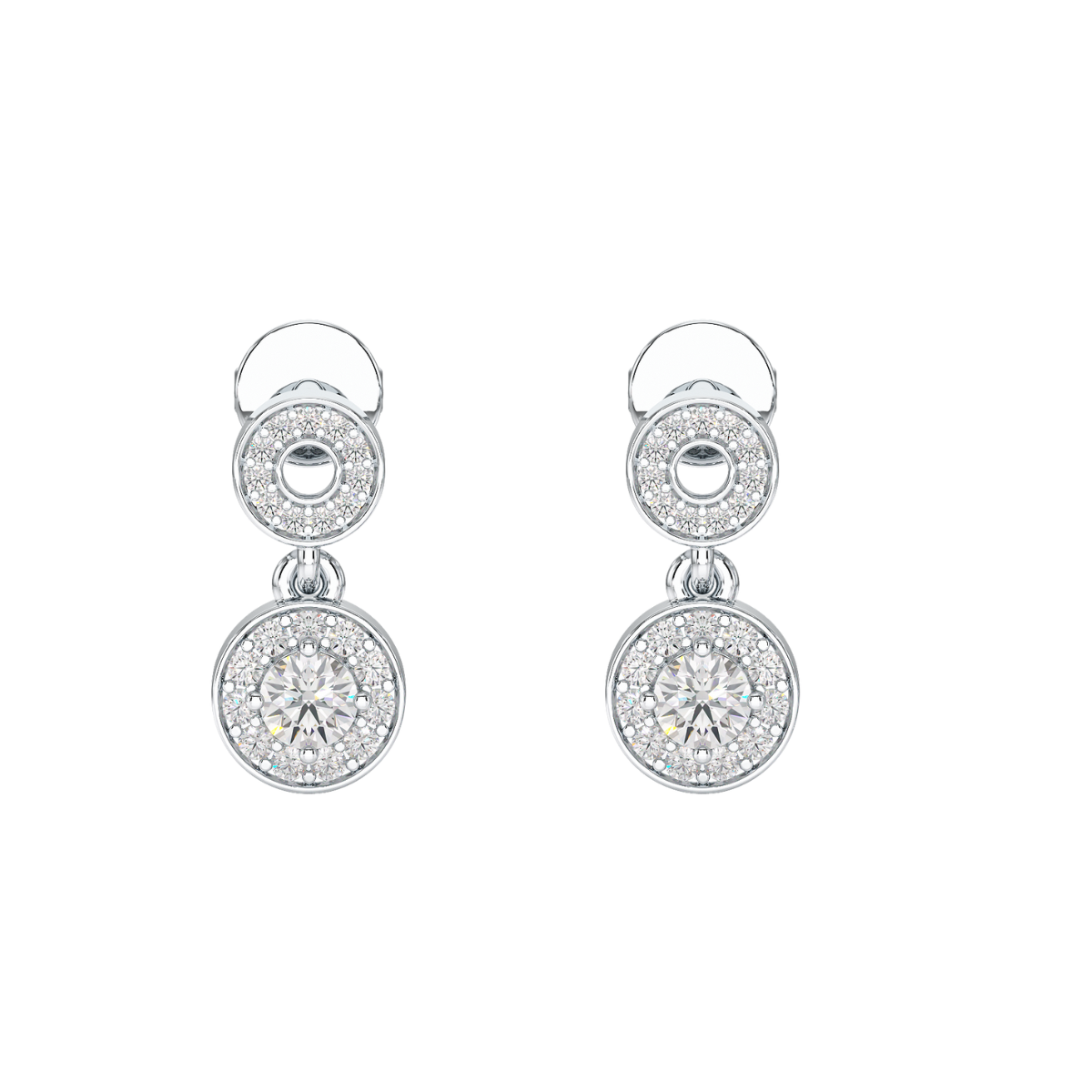 Round Cut Halo Drop Earring