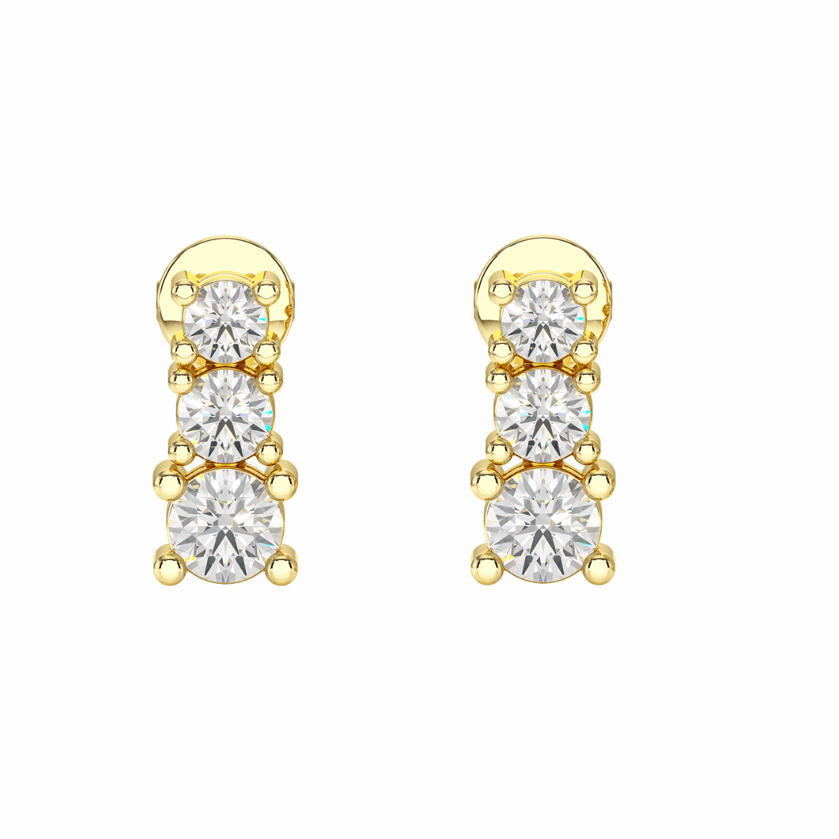 Four Claw Graduated Earrings in yellow gold