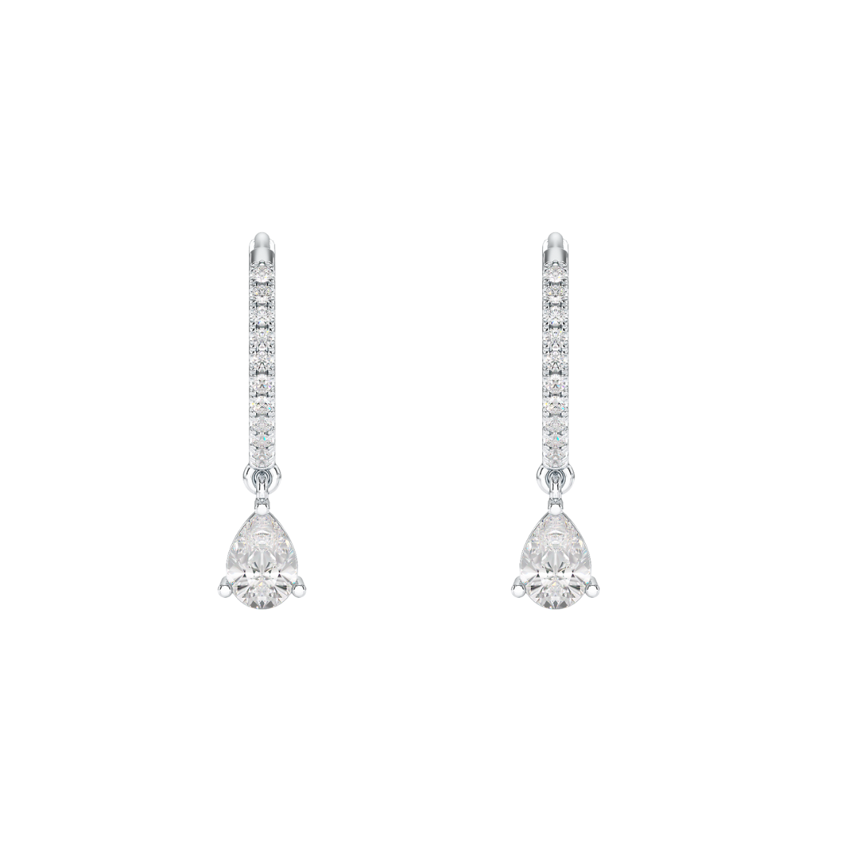 Pear Cut Drop Hoop Earrings